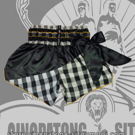 Twins Muay Thai Shorts BLACK AND WHITE CHECKERED back