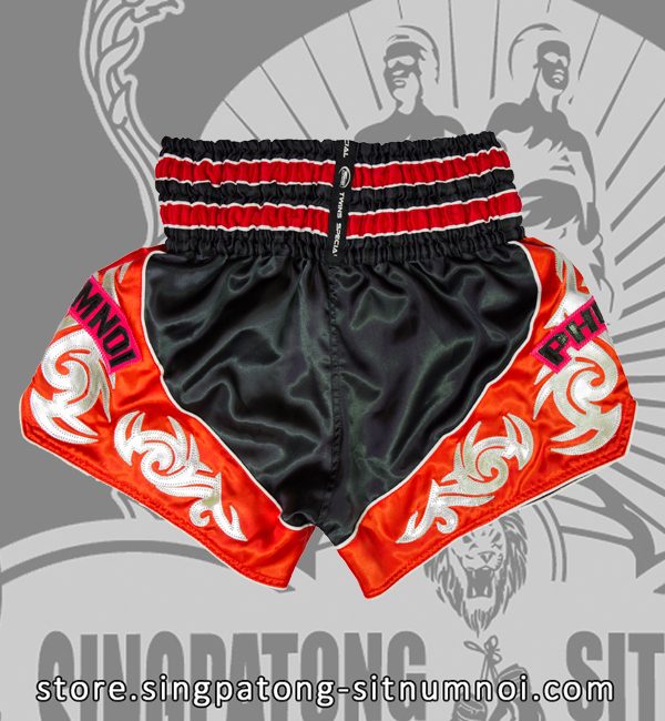 Twins Muay Thai Shorts TRIBAL BLACK AND RED back