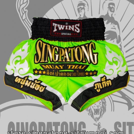 Twins Muay Thai Shorts TRIBAL NEON GREEN