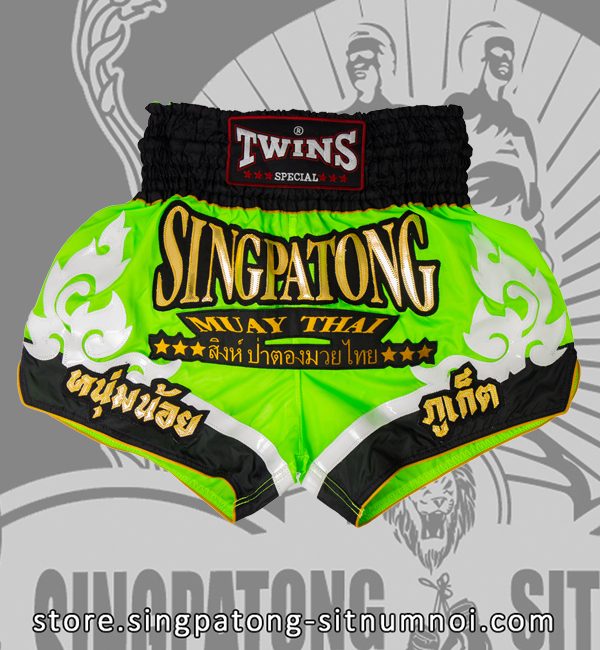 Twins Muay Thai Shorts TRIBAL NEON GREEN